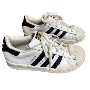 Adidas Superstar Shoes Youth Size 3 Cloud White Core Black 3 Stripe Leather